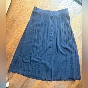 Vintage Black Button-Front Midi Skirt Size Medium Classic